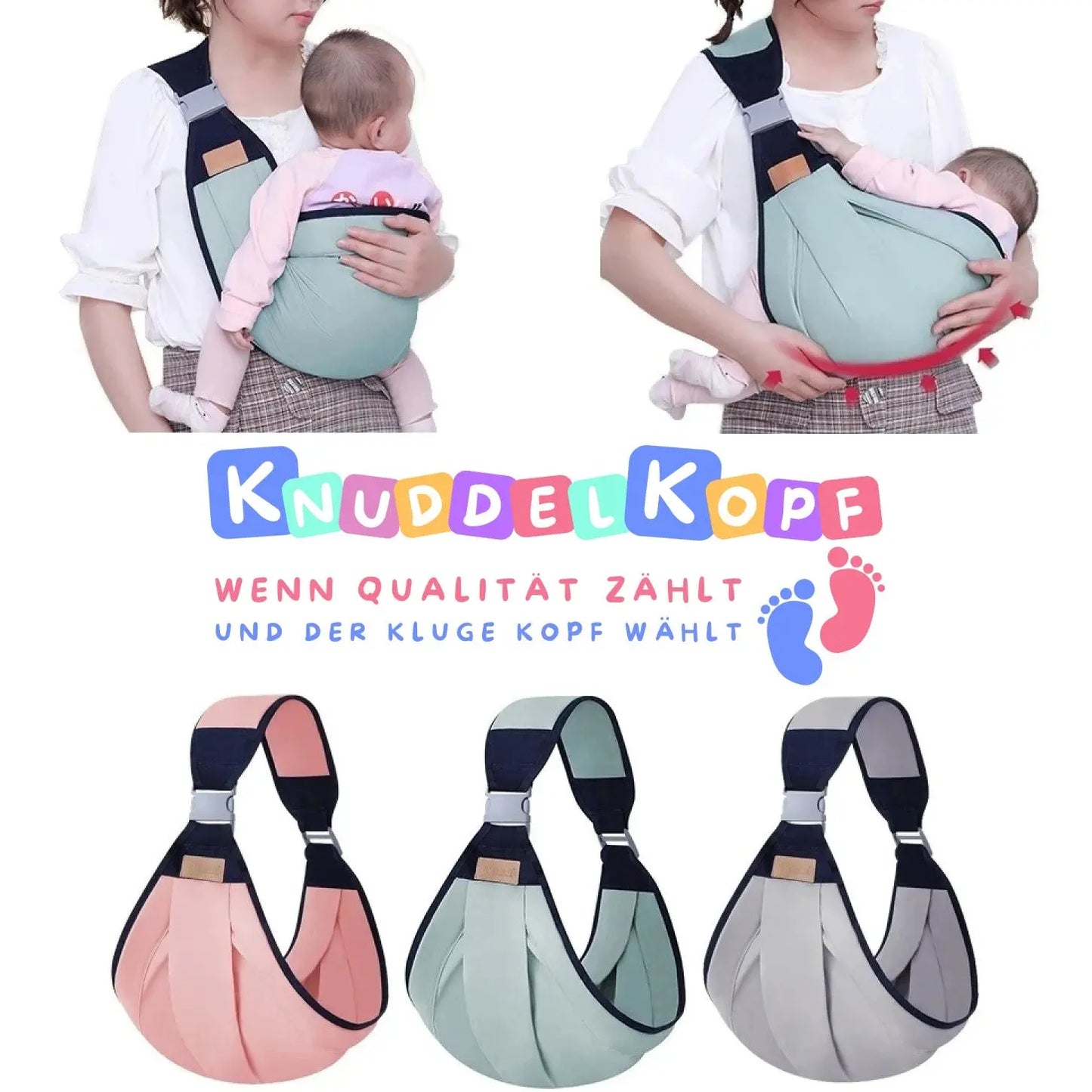 Ergonomische Baby-Schultertrage – Komfortable und sichere Tragehilfe für Babys, mit verstellbaren Gurten und atmungsaktivem Material, ideal für lange Spaziergänge und den täglichen Gebrauch von KnuddelKopf